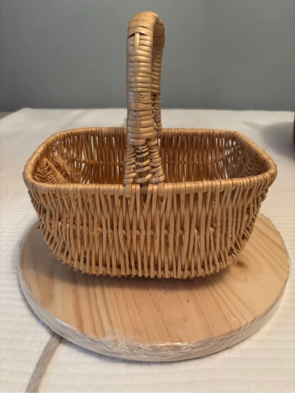 Vintage natural handwoven wicker basket